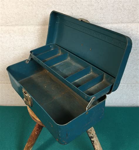 union metal tackle box|Vintage Union Utility Metal Chest 1960's Steel Tackle Box With.